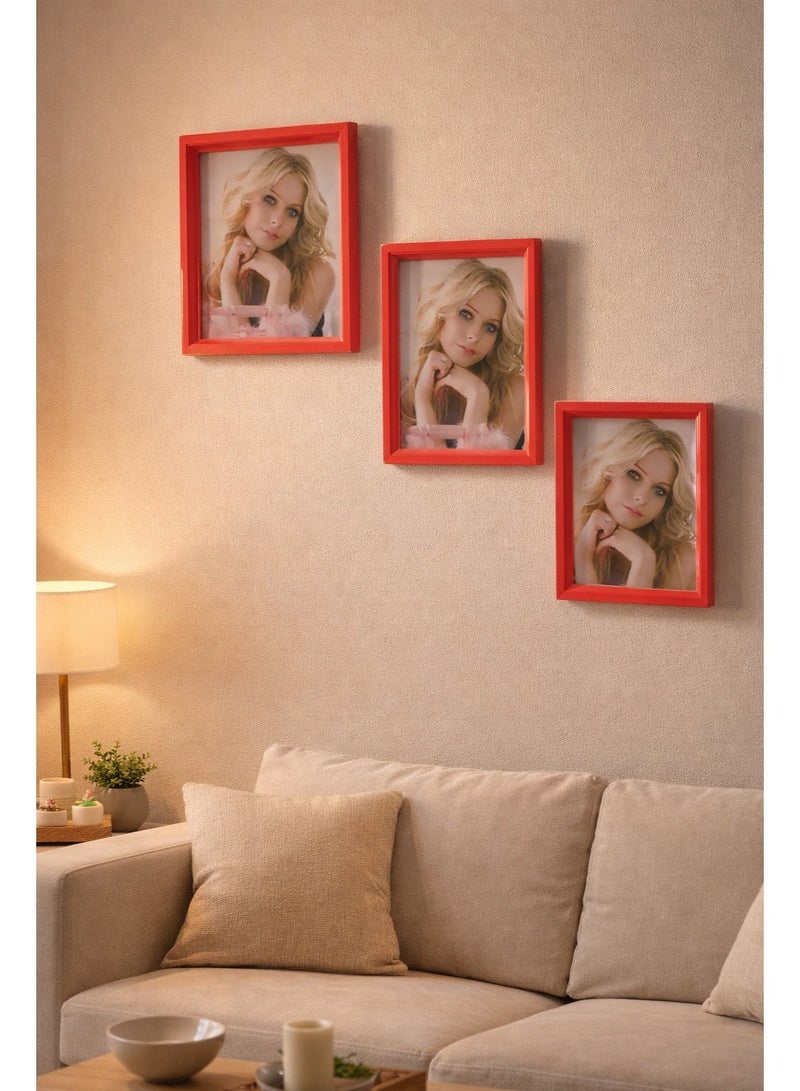 إطار صور أحمر لامع 21×26 سم – إطار بلاستيك عالي الجودة لصور 20×25 سم، تعليق جداري أو عرض على الطاولة، ديكور عصري للمنزل والمكتب - Image 3